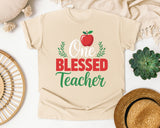 One Blessed Teacher Apple graphic tee in Ivory
