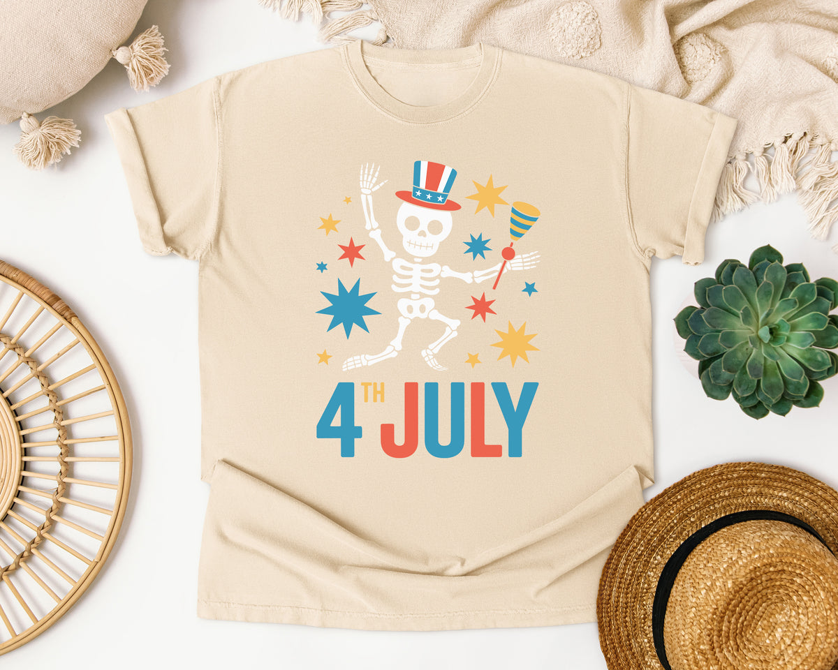 4th July Teal graphic tee in Ivory