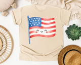 Smiling American Flag graphic tee in Ivory