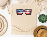 American Flag Sunglasses graphic tee in Ivory