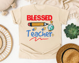 Blessed Teacher Pencil graphic tee in Ivory