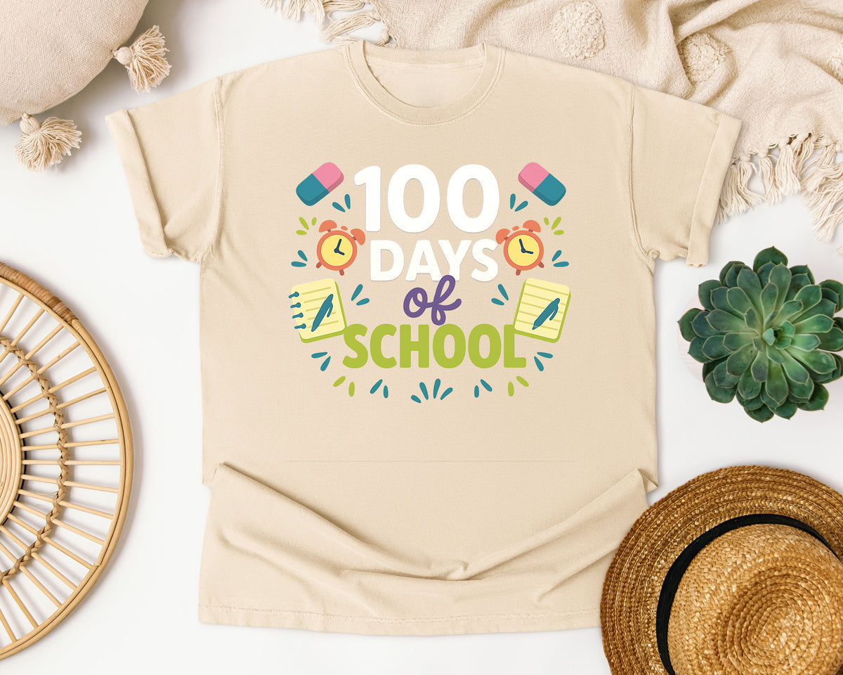 100 Days Of School Clocks graphic tee in Ivory