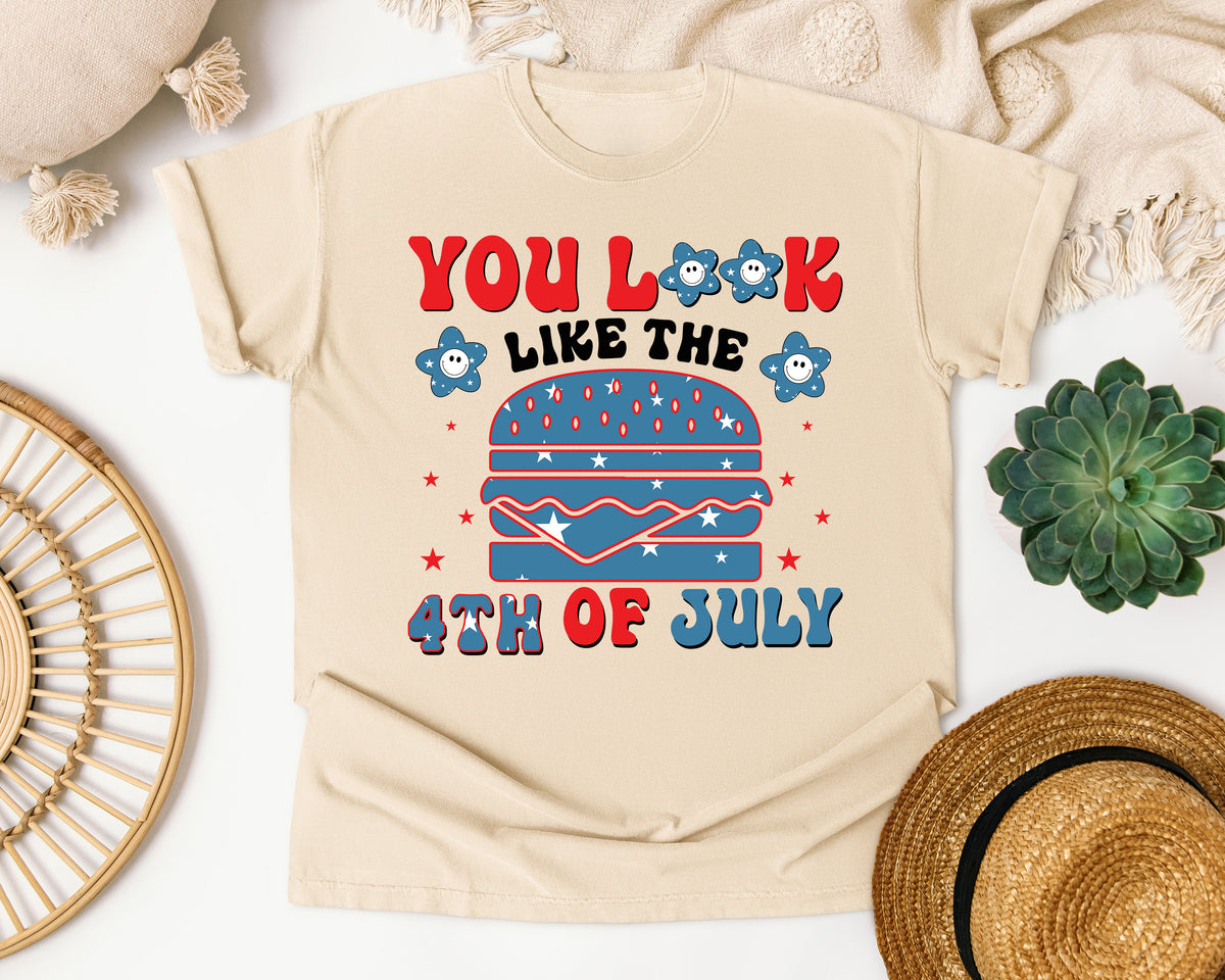 You Look Like The 4th Of July Blue graphic tee in Ivory