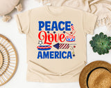 Peace Love America Blue graphic tee in Ivory
