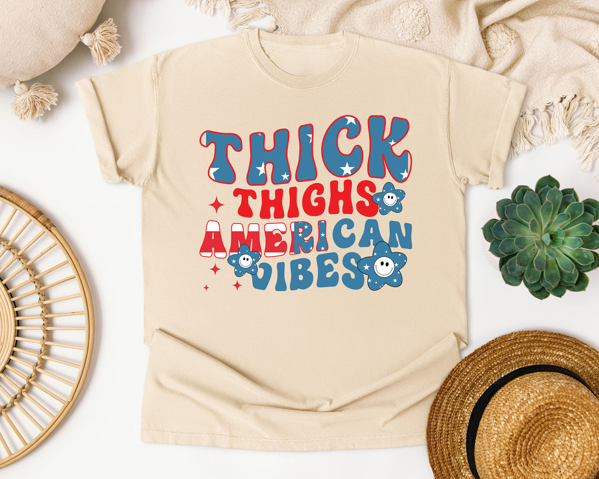 Thick Thighs American Vibes graphic tee in Ivory