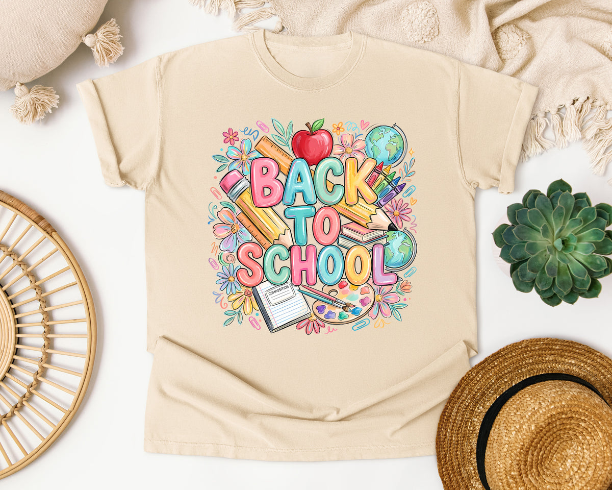 Back To School Supplies Floral graphic tee in Ivory