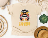Teacher Off Duty Messy Bun Sunset graphic tee in Ivory