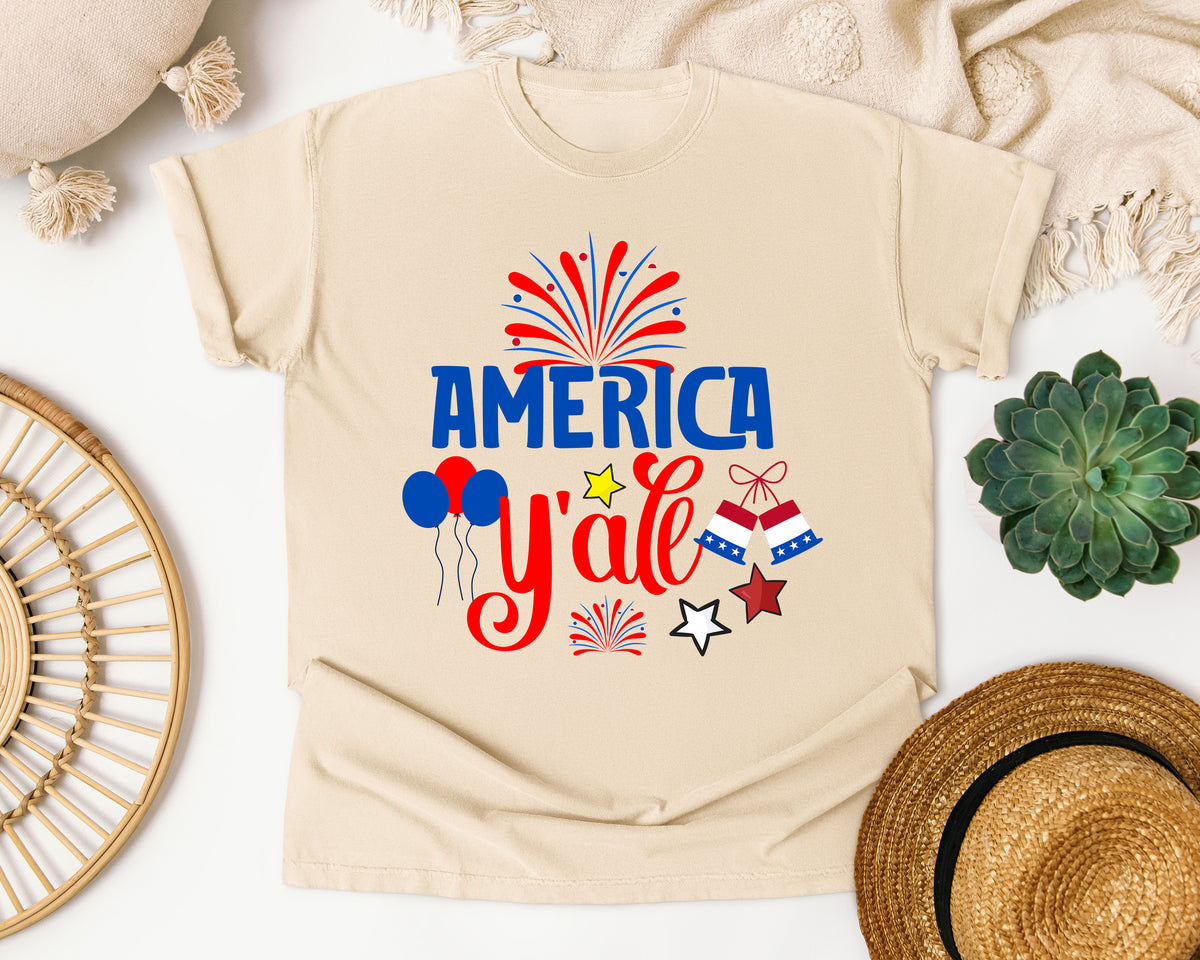 America Y'all graphic tee in Ivory