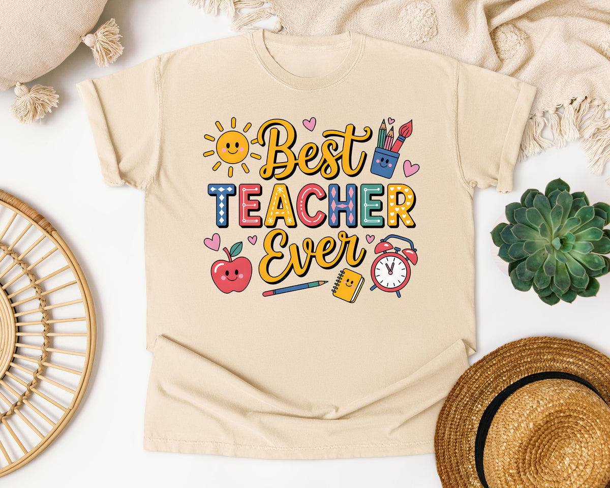 Best Teacher Ever Grey graphic tee in Ivory