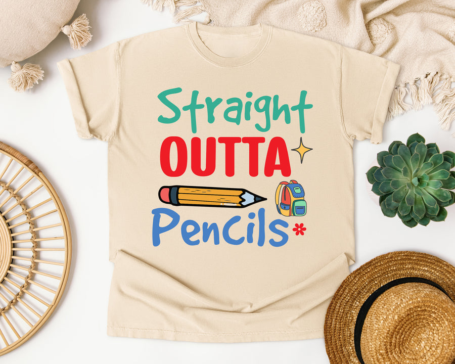 Straight Outta Pencils graphic tee in Ivory