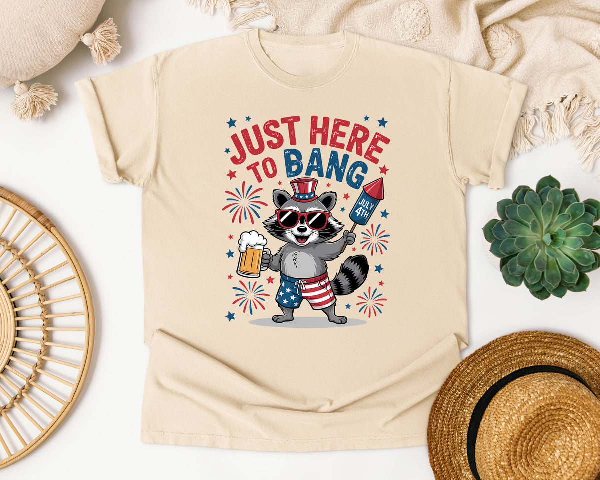 Just Here To Bang graphic tee in Ivory
