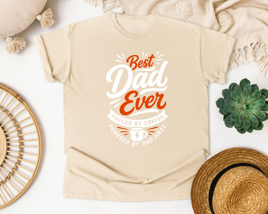 Best Dad Ever Fueled By Coffee White graphic tee in Ivory