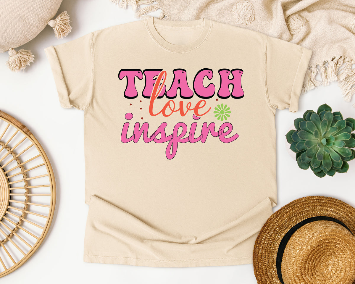 Teach Love Inspire Pink graphic tee in Ivory