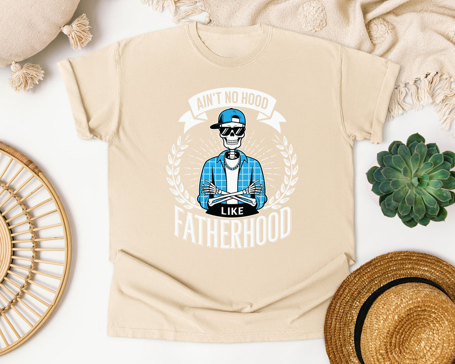 Ain't No Hood Like Fatherhood White 2 graphic tee in Ivory