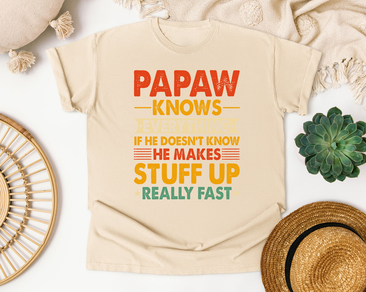 Papaw Knows Everything graphic tee in Ivory