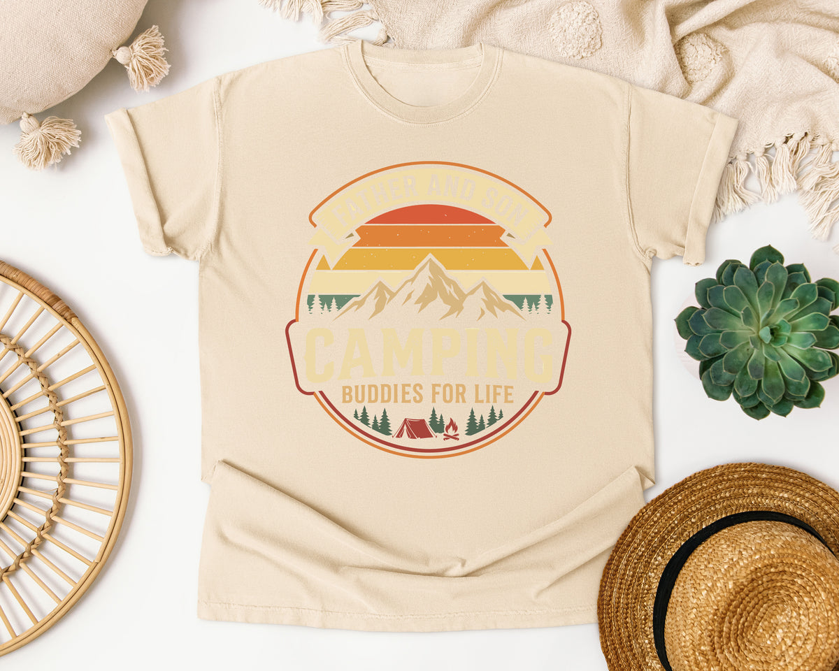 Father And Son Camping Buddies For Life graphic tee in Ivory