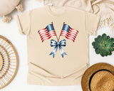 Crossed American Flags graphic tee in Ivory