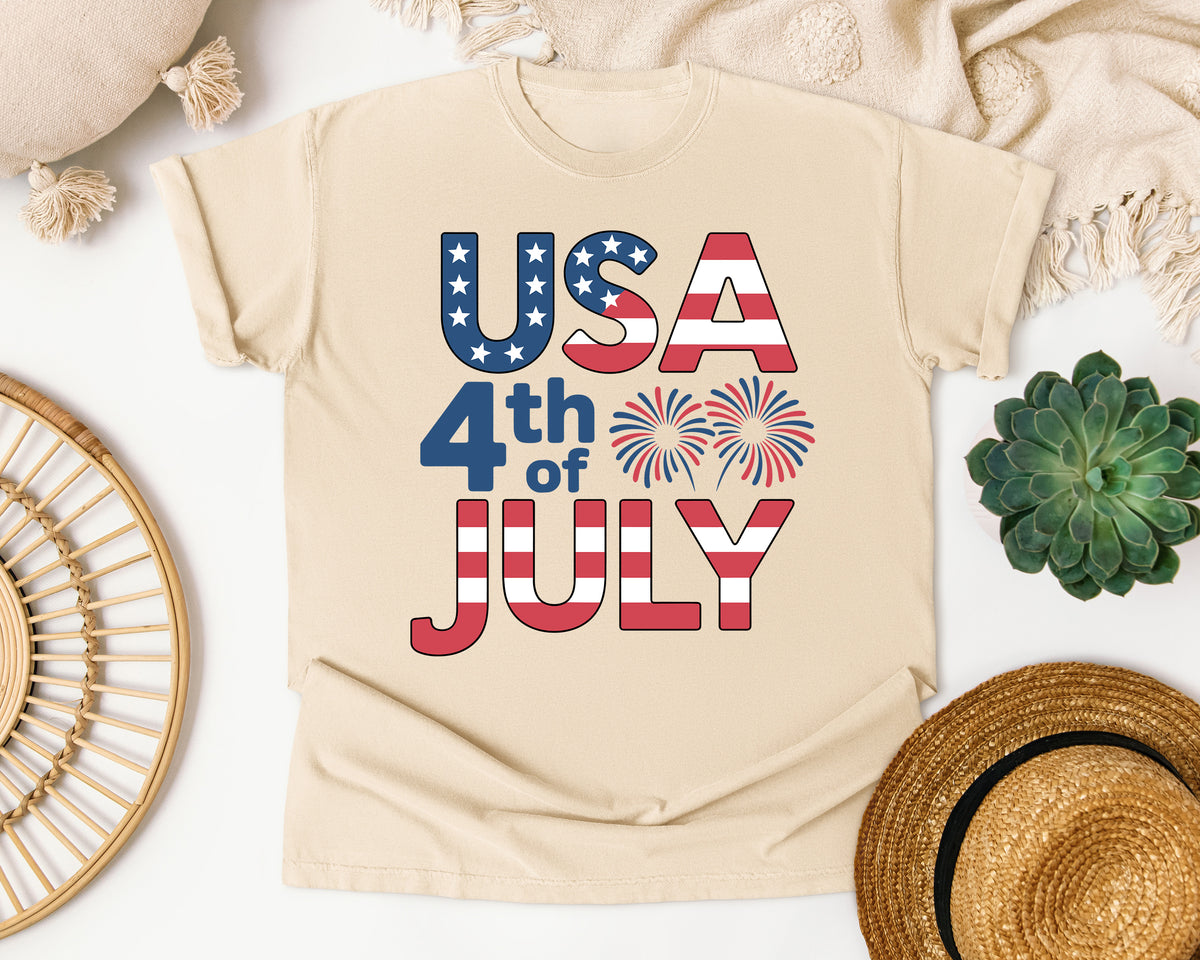 USA 4th Of July Grey 2 graphic tee in Ivory