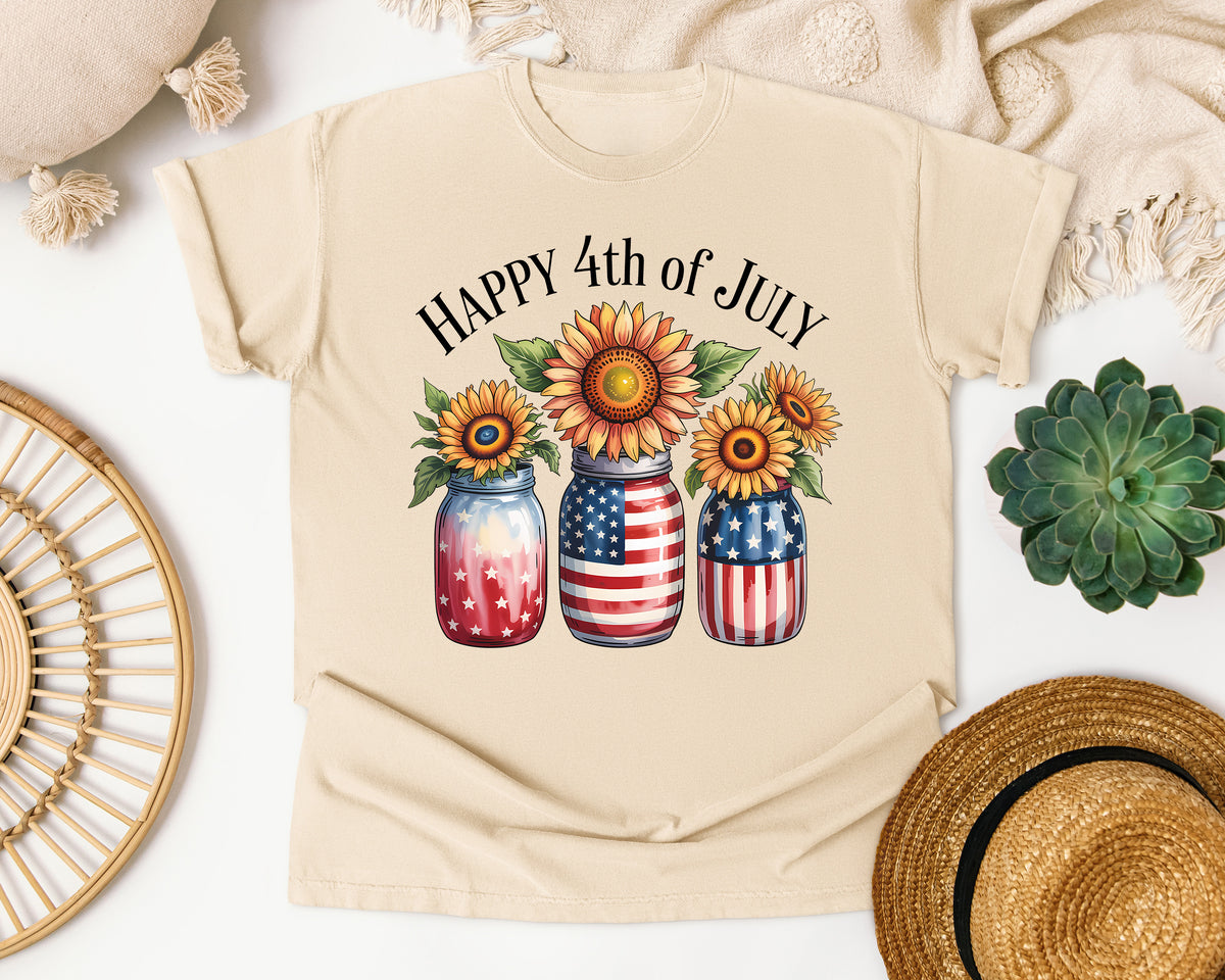 Happy 4th Of July Grey graphic tee in Ivory