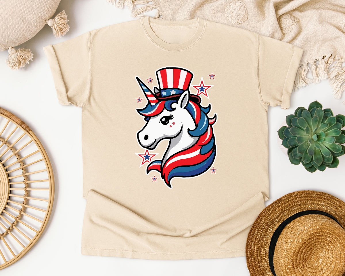 Patriotic Unicorn graphic tee in Ivory