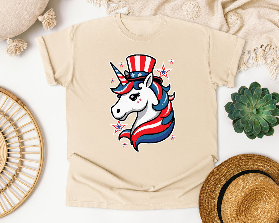 Patriotic Unicorn graphic tee in Ivory