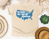 My Heart Belongs To America Blue graphic tee in Ivory