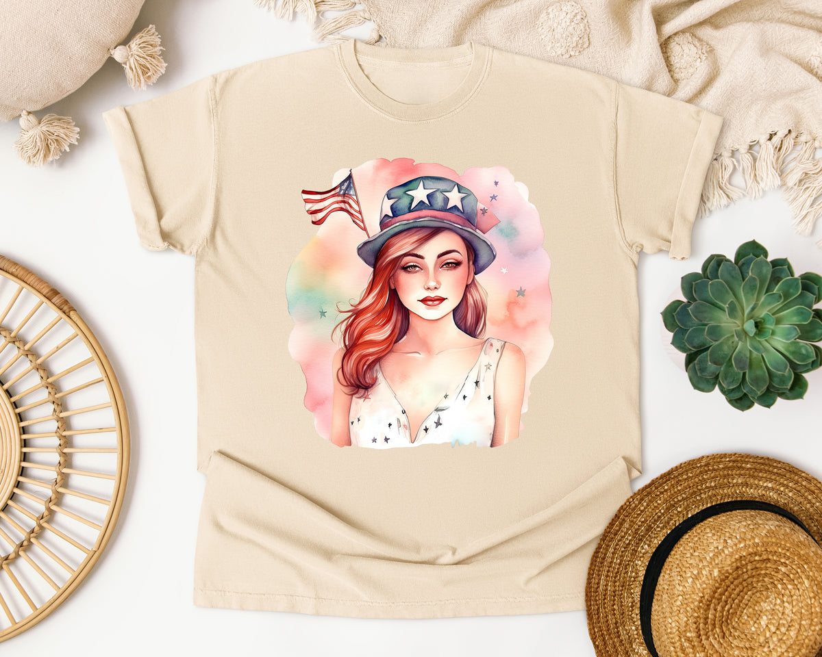 Woman In Uncle Sam Hat graphic tee in Ivory