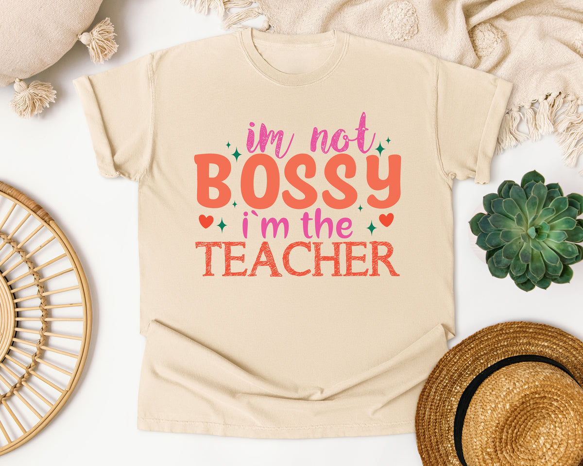 I'm Not Bossy I'm The Teacher Retro graphic tee in Ivory