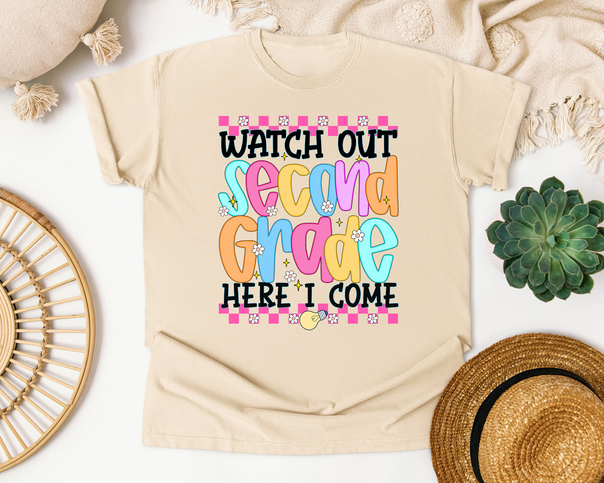 Watch Out Second Grade Here I Come graphic tee in Ivory
