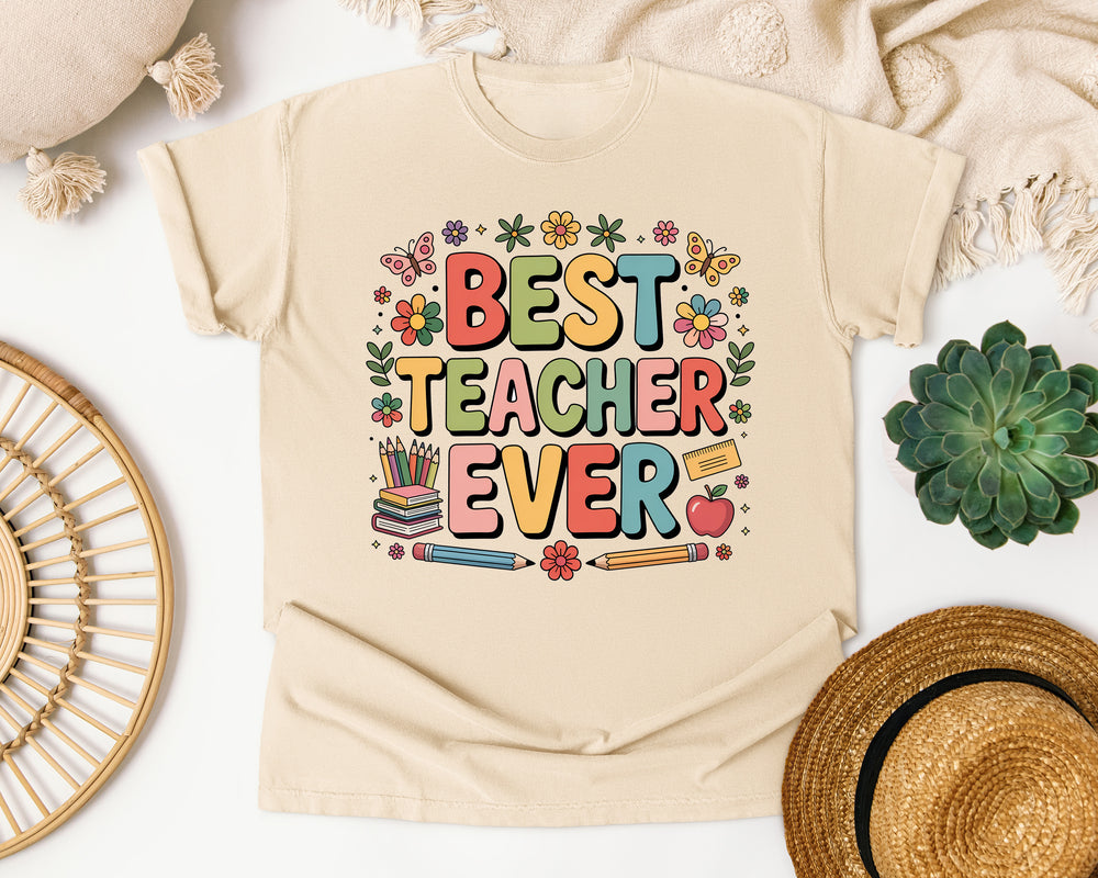 Best Teacher Ever Grey 2 graphic tee in Ivory