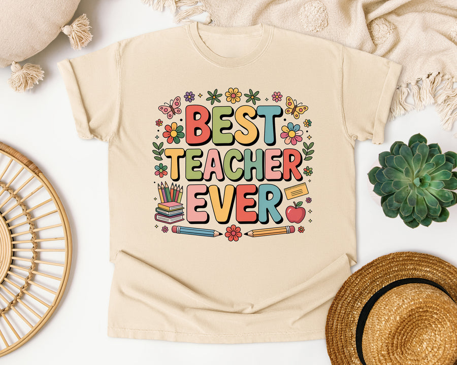 Best Teacher Ever Grey 2 graphic tee in Ivory