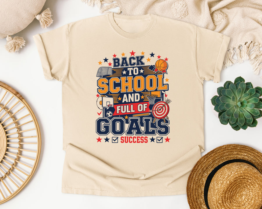 Back To School And Full Of Goals graphic tee in Ivory