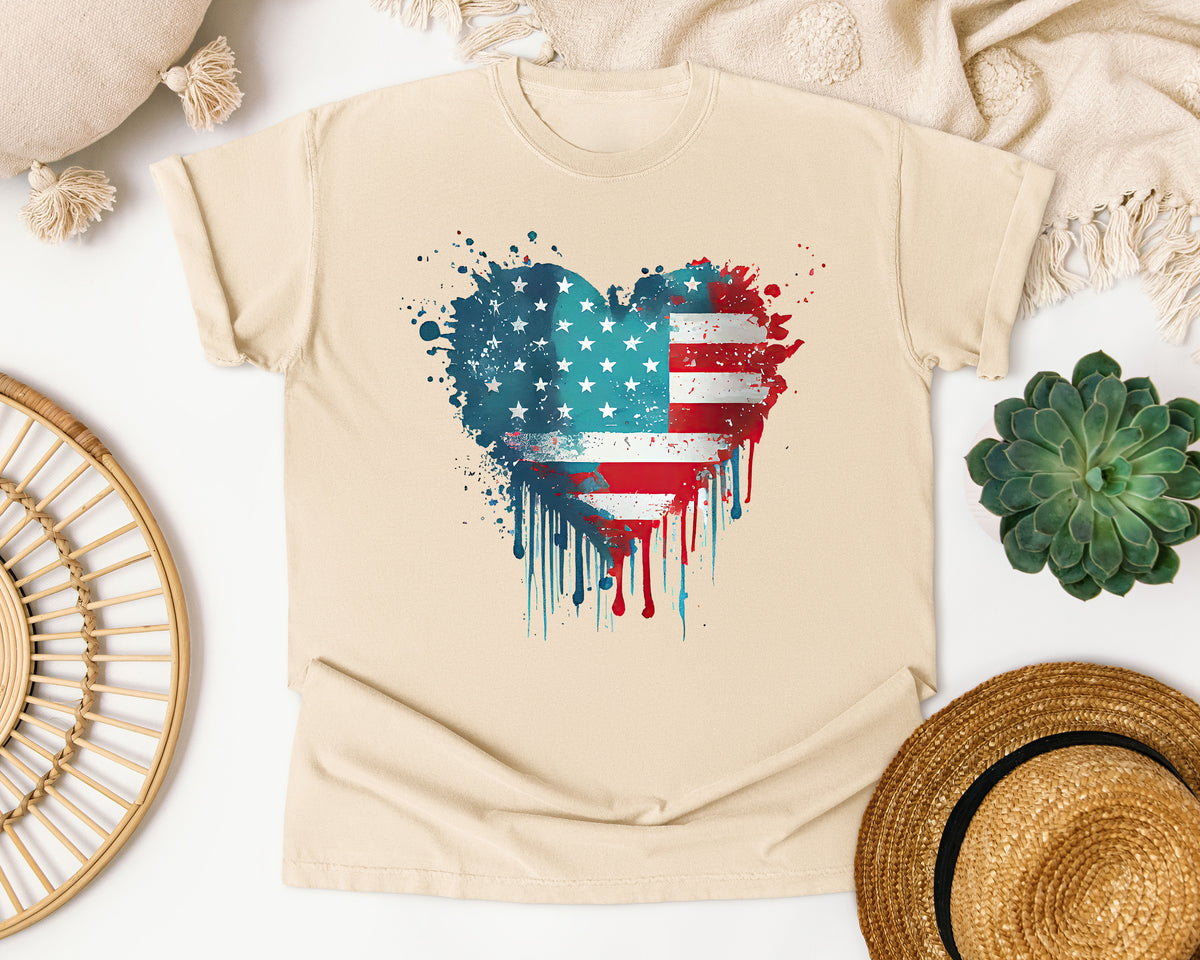 Distressed Flag Heart graphic tee in Ivory