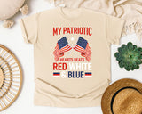 My Patriotic Heart Beats Red White And Blue graphic tee in Ivory