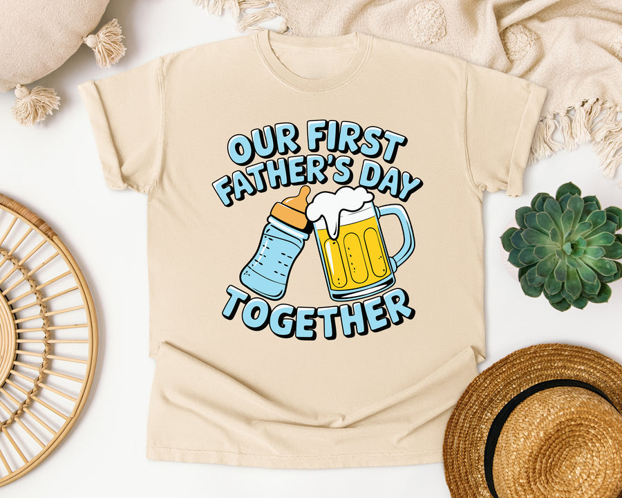 Our First Father's Day Together Grey 2 graphic tee in Ivory