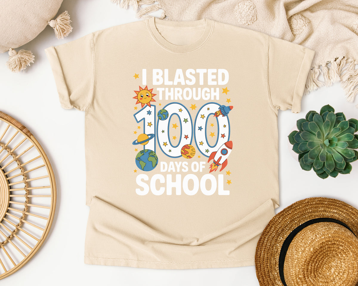 I Blasted Through 100 Days Of School graphic tee in Ivory