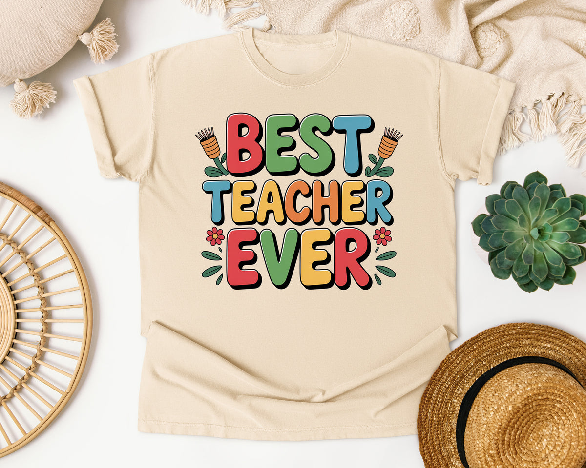 Best Teacher Ever Grey 3 graphic tee in Ivory