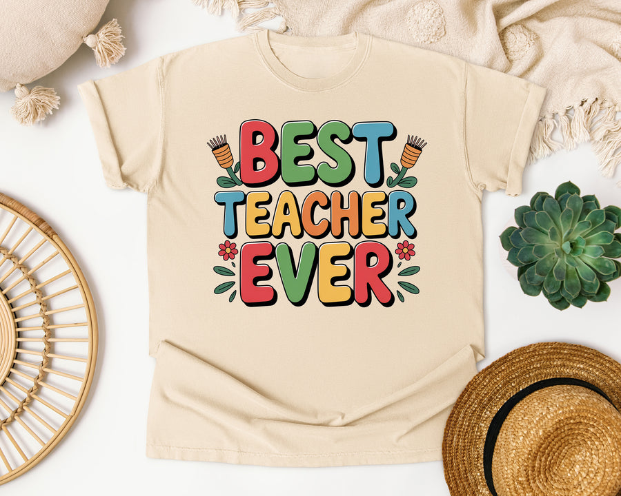 Best Teacher Ever Grey 3 graphic tee in Ivory