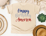 Happy Birthday America Grey graphic tee in Ivory