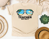Teacher Off Duty Sunglasses graphic tee in Ivory