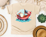 Patriotic Sailboat graphic tee in Ivory