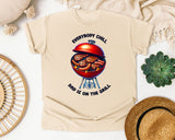 Everybody Chill Dad Is On The Grill Brown graphic tee in Ivory
