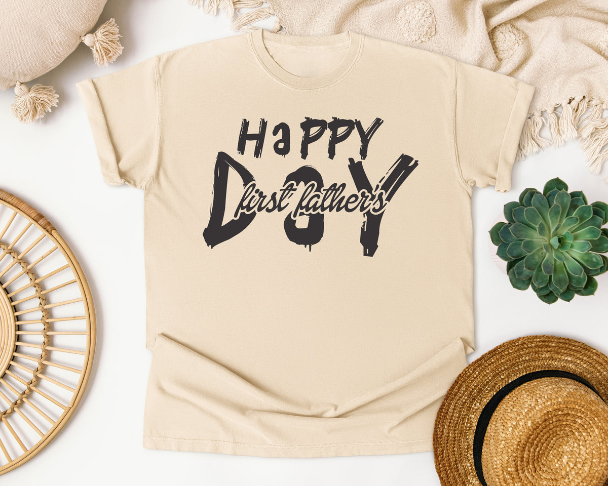 Happy First Father's Day Grey graphic tee in Ivory