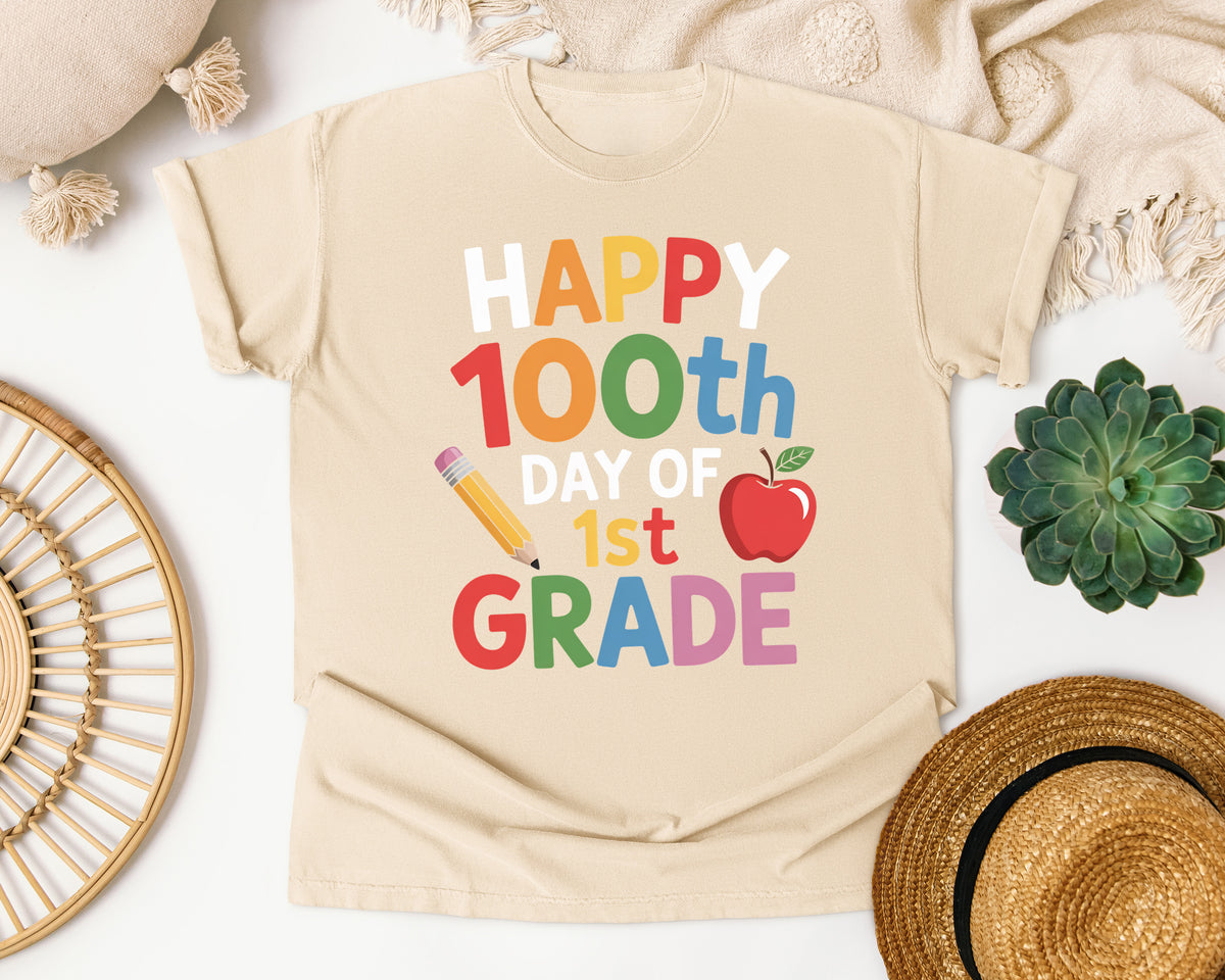 Happy 100th Day Of 1st Grade graphic tee in Ivory