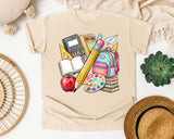 School Supplies Stack graphic tee in Ivory