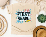 First Grade Notebook Bow graphic tee in Ivory