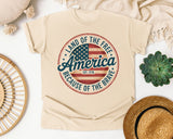 Land Of The Free Because Of The Brave Grey 3 graphic tee in Ivory
