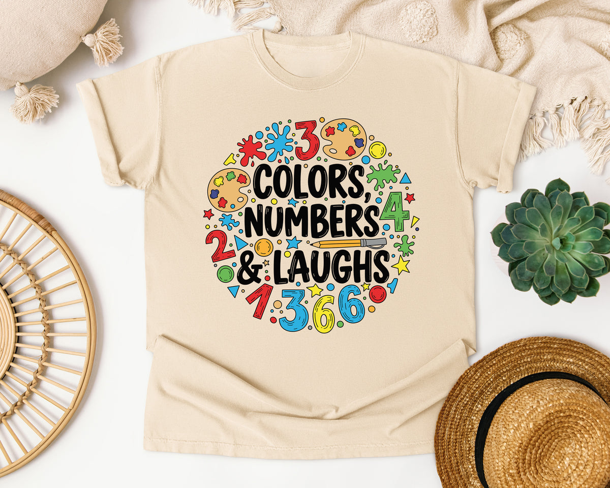 Colors Numbers And Laughs Circle graphic tee in Ivory