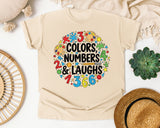 Colors Numbers And Laughs Circle graphic tee in Ivory