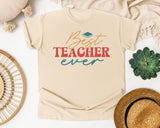 Best Teacher Ever Script graphic tee in Ivory